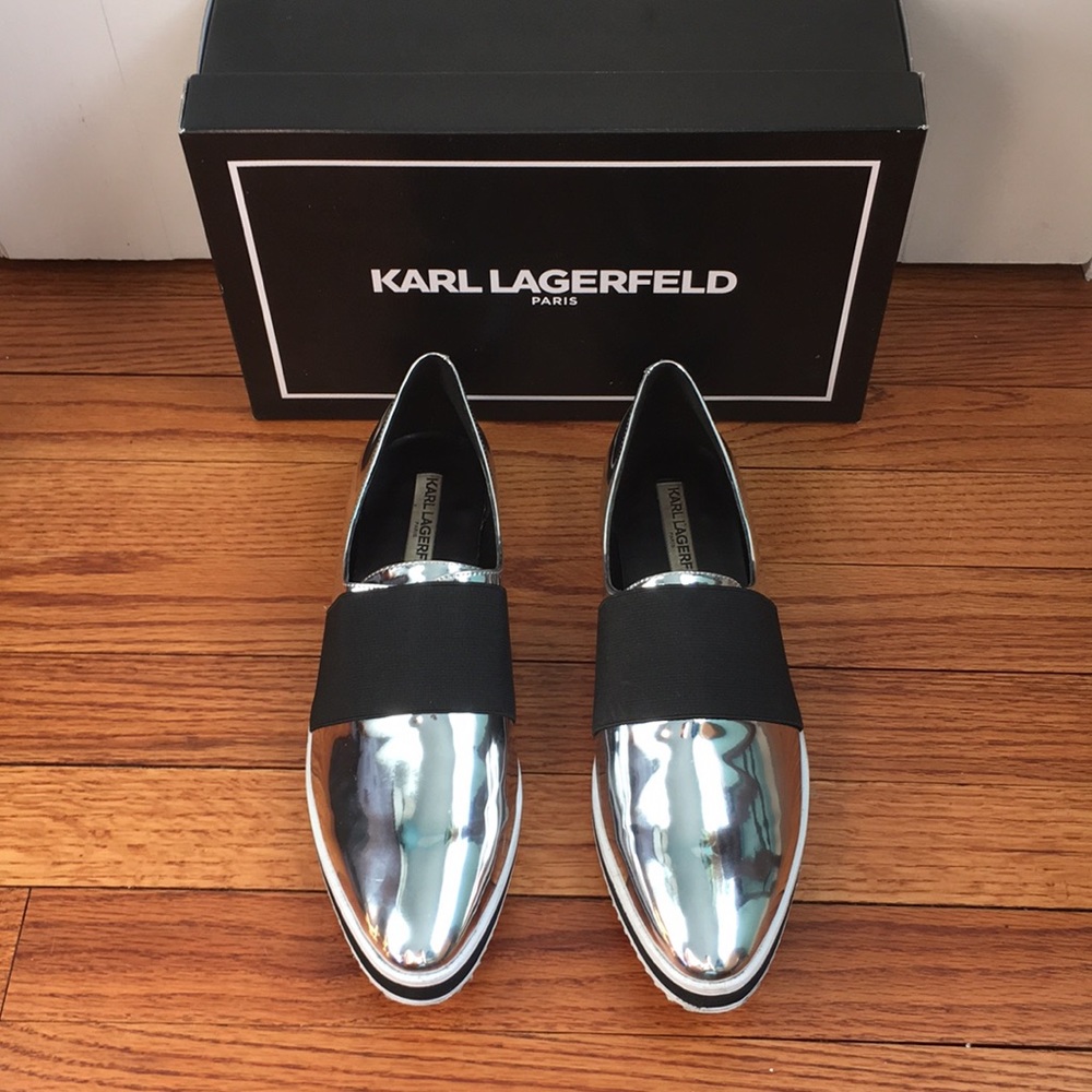 Karl Lagerfeld Paris silver sneaker size 11